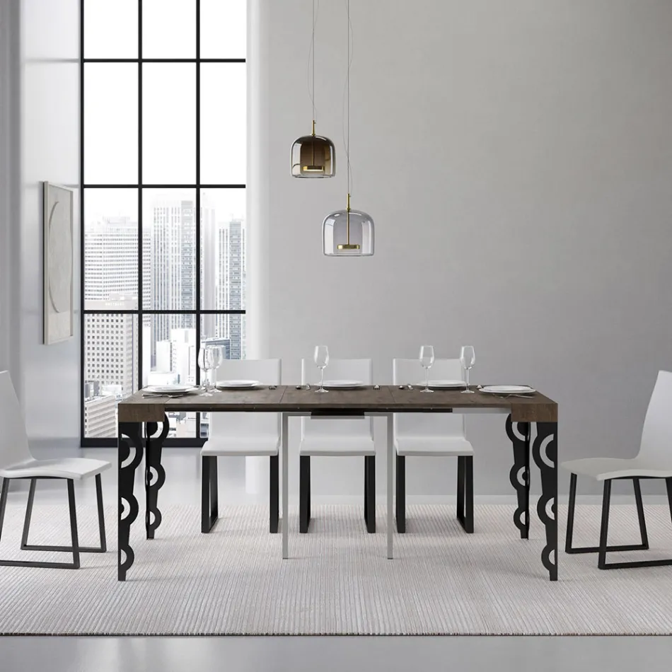 Console extensible avec pieds en fer modernes fabriquées en Italie - Palazzo Viadurini