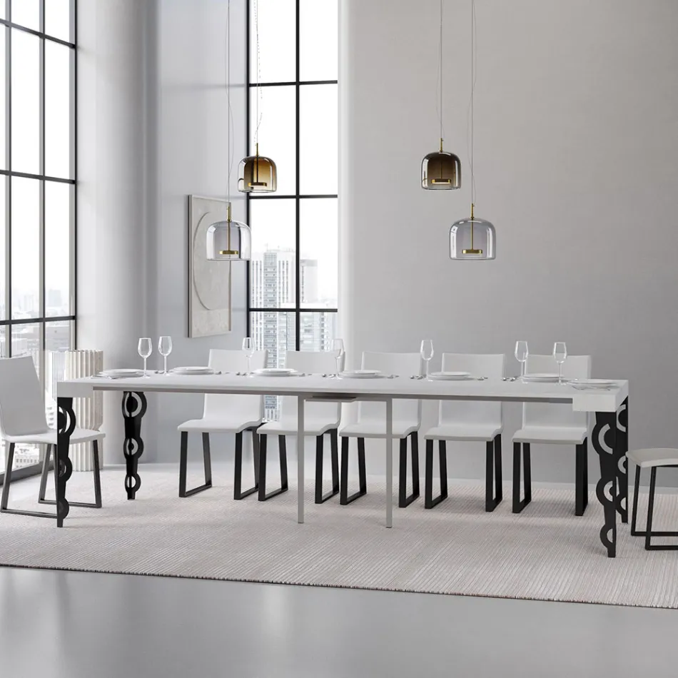 Console extensible avec pieds en fer modernes fabriquées en Italie - Palazzo Viadurini