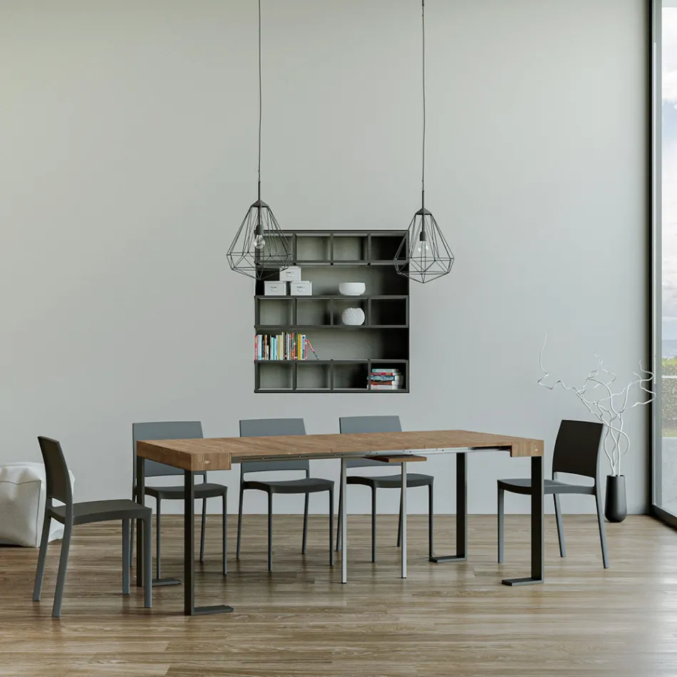 Console Extensible jusqu'à 300 cm avec Structure Anthracite Fabriquée en Italie - Giant Viadurini