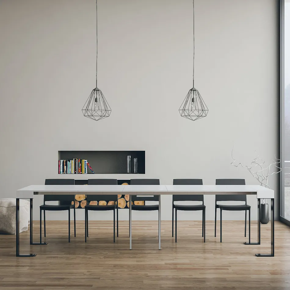 Console Extensible jusqu'à 300 cm avec Structure Anthracite Fabriquée en Italie - Giant Viadurini