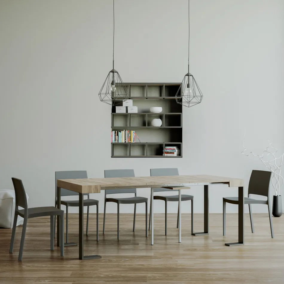 Console Extensible jusqu'à 300 cm avec Structure Anthracite Fabriquée en Italie - Giant Viadurini