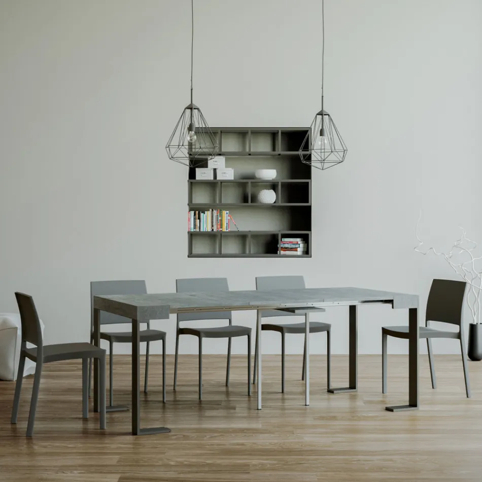 Console Extensible jusqu'à 300 cm avec Structure Anthracite Fabriquée en Italie - Giant Viadurini