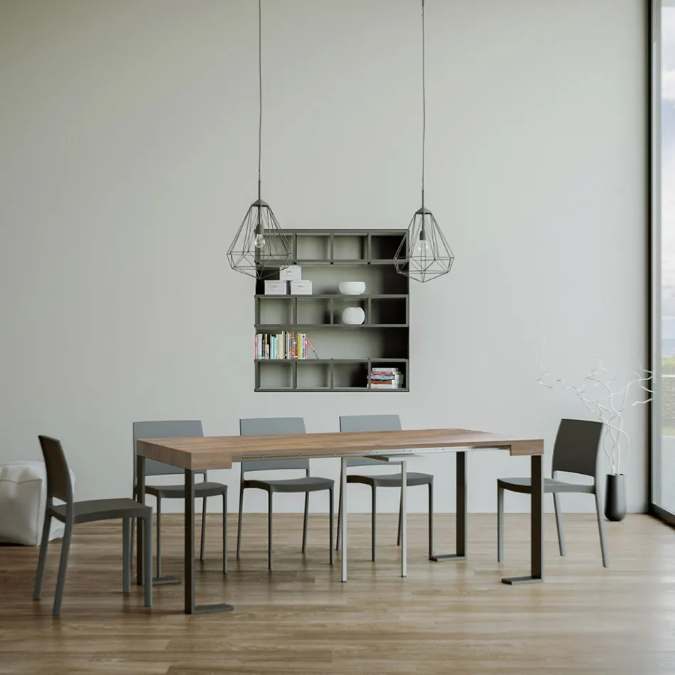 Console Extensible jusqu'à 300 cm avec Structure Anthracite Fabriquée en Italie - Giant Viadurini