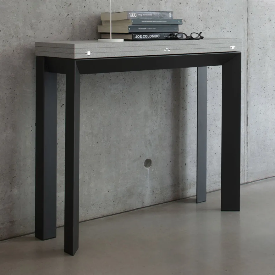 Console extensible jusqu'à 90 cm en mélamine et métal Made in Italy - Sac Viadurini