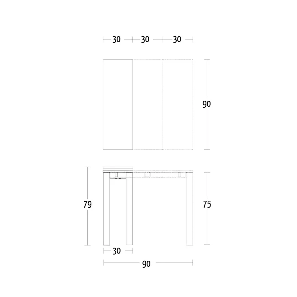Console extensible jusqu'à 90 cm en mélamine et métal Made in Italy - Sac Viadurini