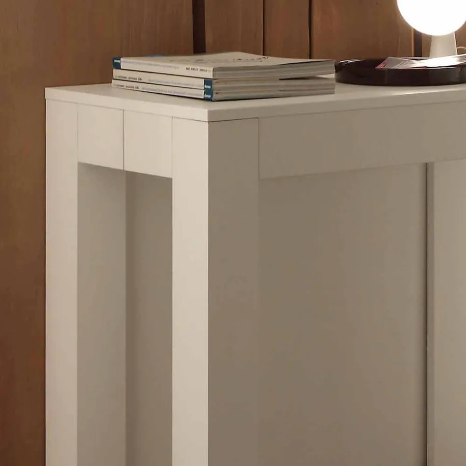 Console extensible en mélaminé pliant blanc à pores ouverts Bosa Viadurini