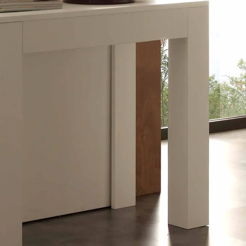 Console extensible en mélaminé pliant blanc à pores ouverts Bosa Viadurini