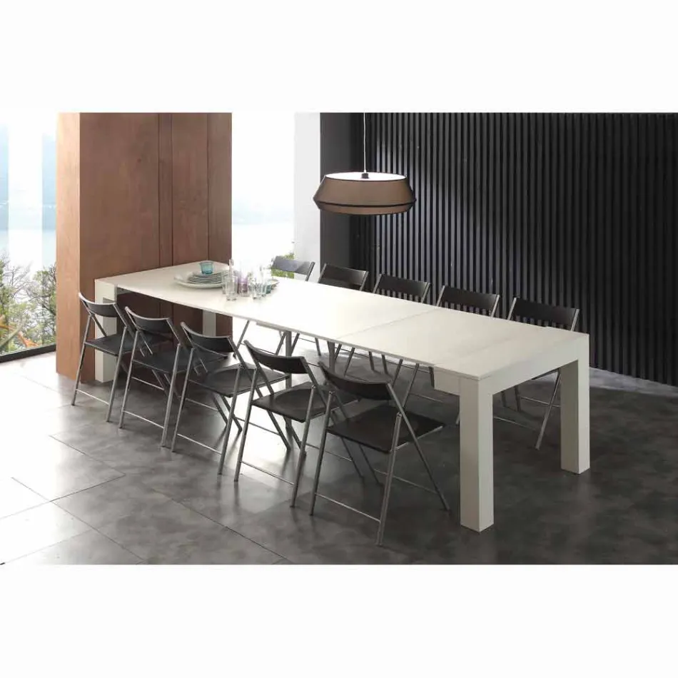 Console extensible en mélaminé pliant blanc à pores ouverts Bosa Viadurini