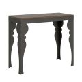 Console extensible moderne en bois anthracite et métal fabriquée en Italie - Sassone