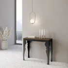 Console extensible moderne en bois anthracite et métal fabriquée en Italie - Sassone Viadurini