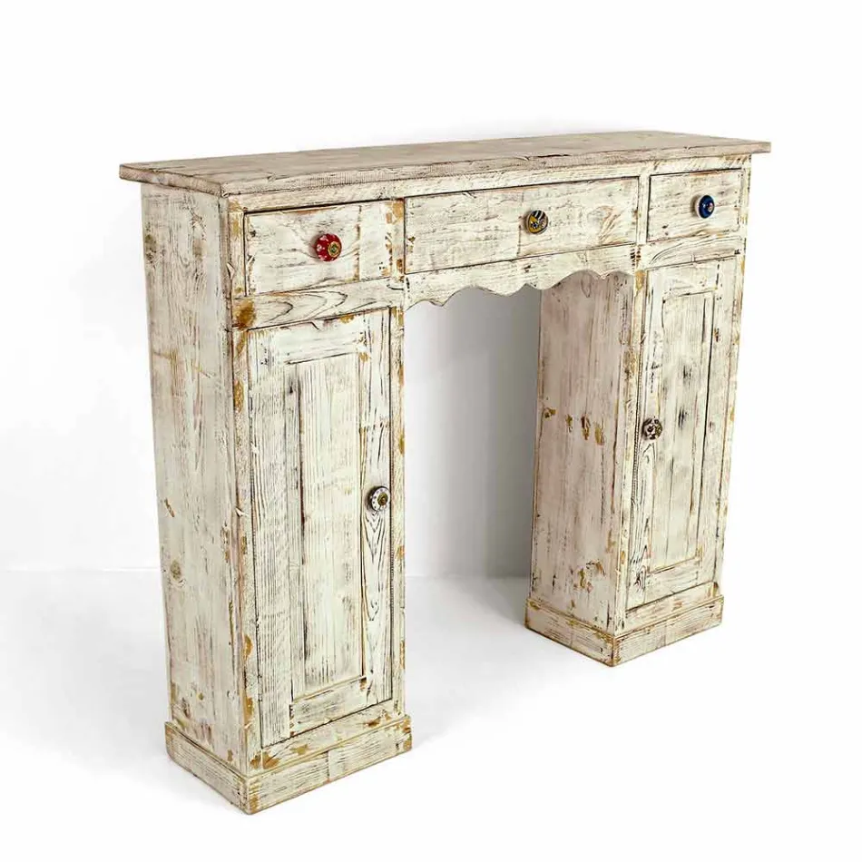 Consolle artisanale en bois de sapin massif Fabriqué en Italie - Carminia Viadurini