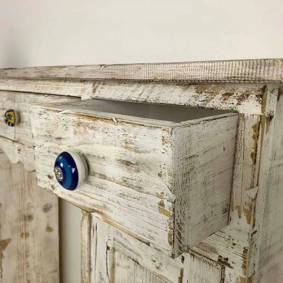 Consolle artisanale en bois de sapin massif Fabriqué en Italie - Carminia Viadurini