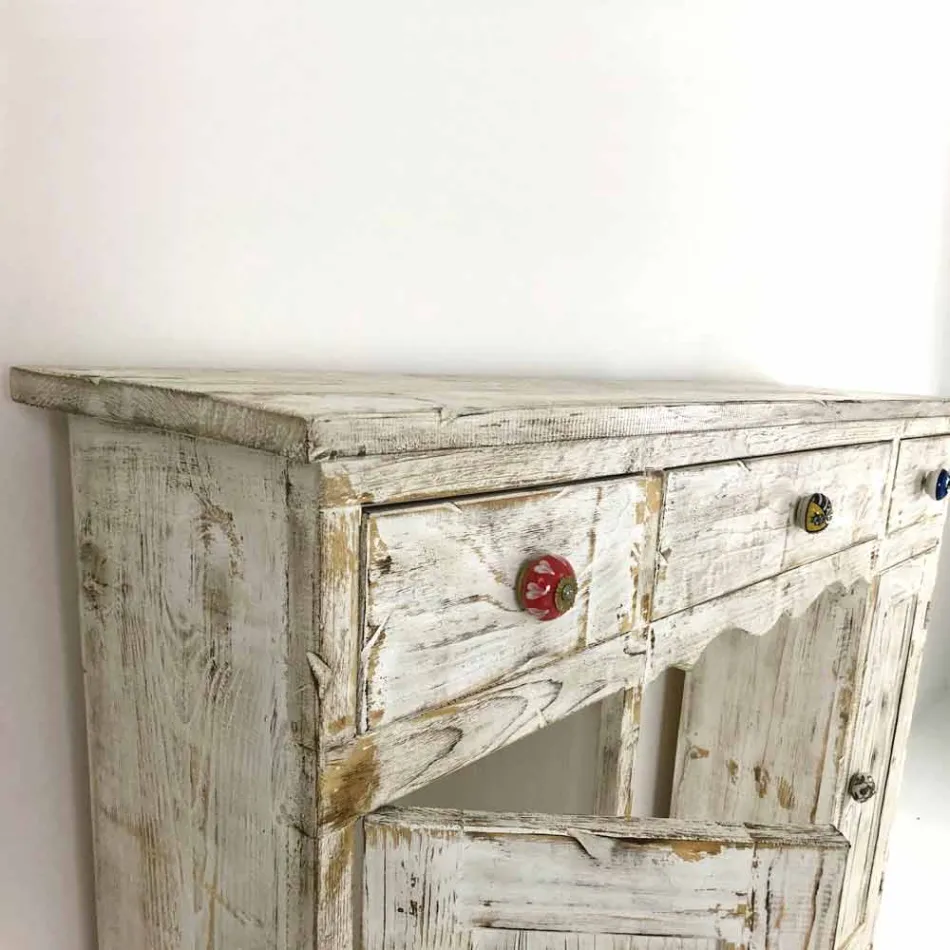 Consolle artisanale en bois de sapin massif Fabriqué en Italie - Carminia Viadurini