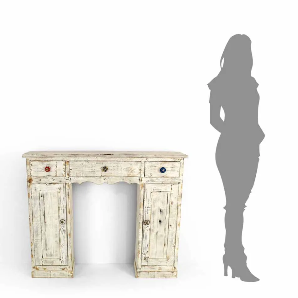 Consolle artisanale en bois de sapin massif Fabriqué en Italie - Carminia Viadurini