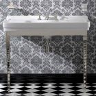Console de salle de bain en céramique blanche 105 cm avec pieds, fabriquée en Italie - Marwa Viadurini