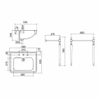 Console de salle de bain L69 cm sur pieds en céramique vintage blanche, Made in Italy - Marwa Viadurini