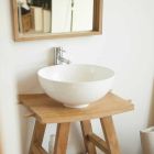 Console de salle de bain moderne en bois de teck naturel avec crochets latéraux - Zacary Viadurini