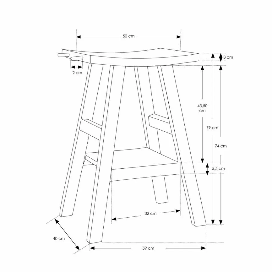 Console de salle de bain moderne en bois de teck naturel avec crochets latéraux - Zacary Viadurini