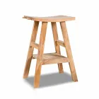 Console de salle de bain moderne en bois de teck naturel avec crochets latéraux - Zacary Viadurini