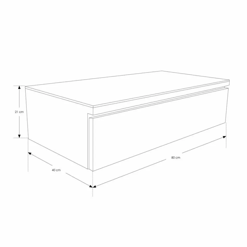 Console de salle de bain suspendue en teck et Hi Macs® avec tiroir de rangement - Rodolfo Viadurini