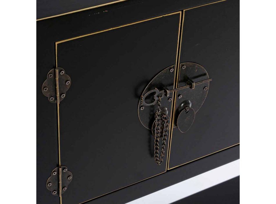 Console blanche ou noire en MDF avec 2 portes et 6 tiroirs Design Vintage - Ginepro Viadurini