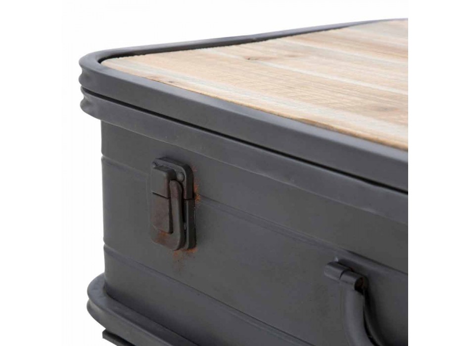 Console avec conteneur de design moderne en fer et bois - Gomes Viadurini