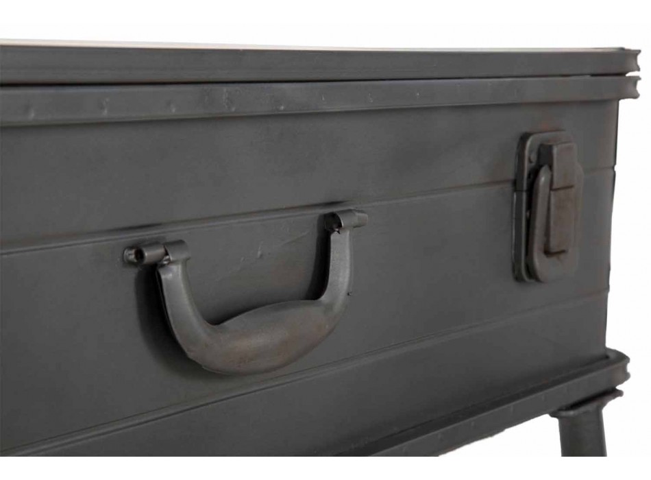 Console avec conteneur de design moderne en fer et bois - Gomes Viadurini