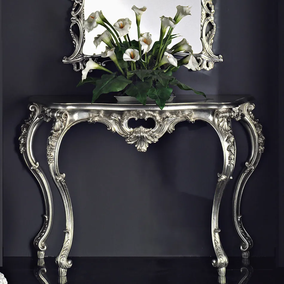 Console avec panneau en MDF et décors multicolores, fabriquée en Italie par Giacomo. Viadurini