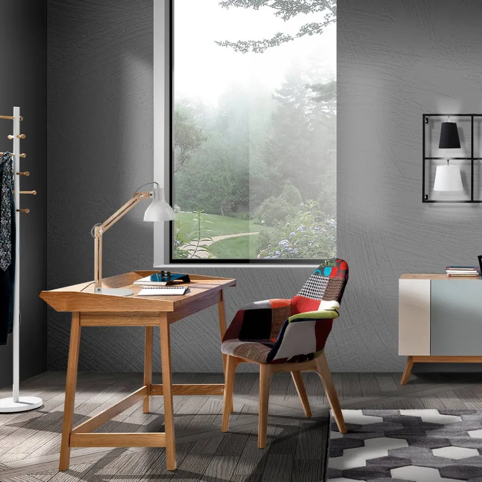 Console avec bureau PC en MDF et bois - Football Viadurini