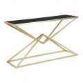 Console dorée avec structure en métal et plateau en verre noir - Erythrée