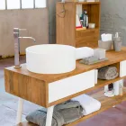 Console de salle de bain design moderne en teck naturel de Pistoia Viadurini