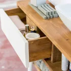 Console de salle de bain design moderne en teck naturel de Pistoia Viadurini