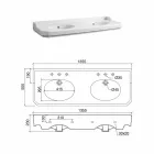 Console de salle de bain L 135 cm avec double vasque en céramique Made in Italy - Nausica Viadurini