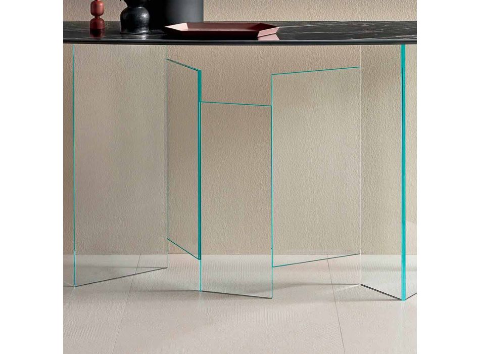 Made in Italy Design Console en céramique et verre - aléatoire Viadurini
