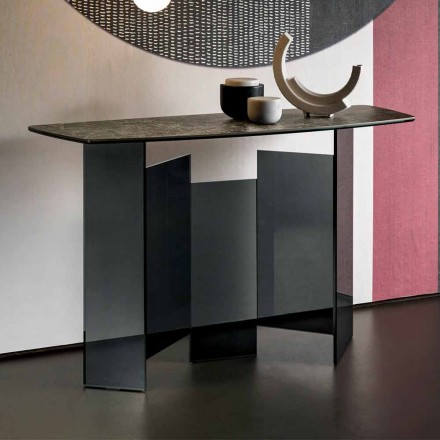 Made in Italy Design Console en céramique et verre - aléatoire Viadurini