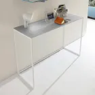 Console de salon en métal avec plateau en cristal Made in Italy - Iridio Viadurini
