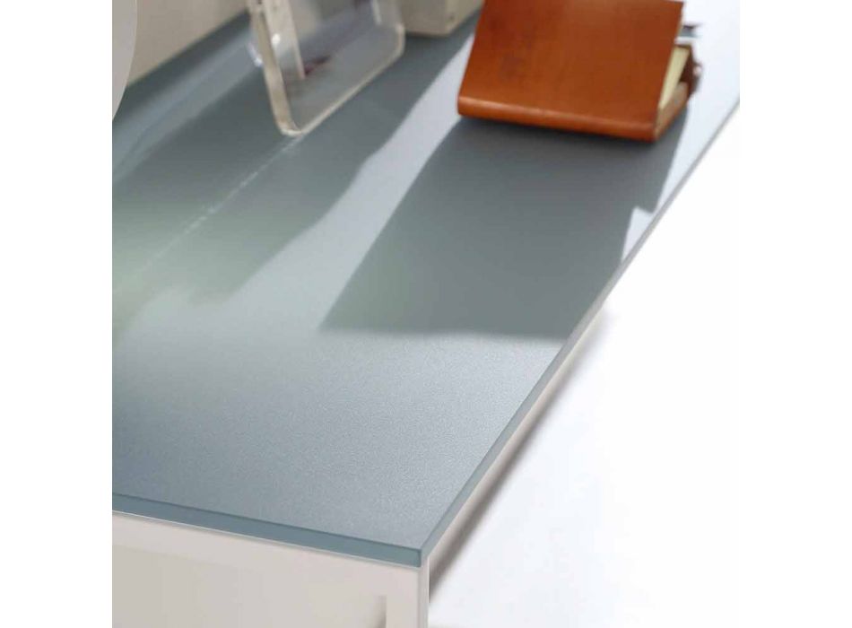 Console de salon en métal avec plateau en cristal Made in Italy - Iridio Viadurini