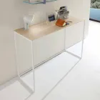 Console de salon en métal avec plateau en cristal Made in Italy - Iridio Viadurini