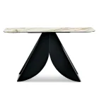 Console Cristina en métal avec plateau en céramique effet marbre pour le salon Viadurini