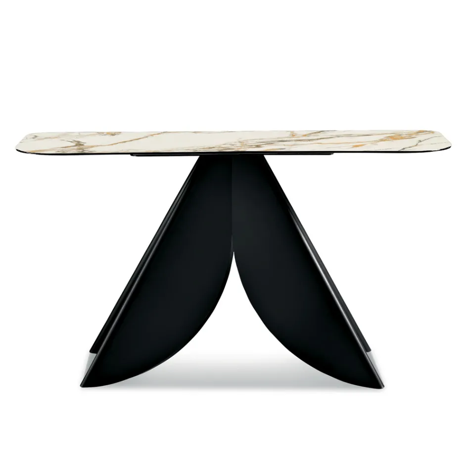 Console Cristina en métal avec plateau en céramique effet marbre pour le salon Viadurini