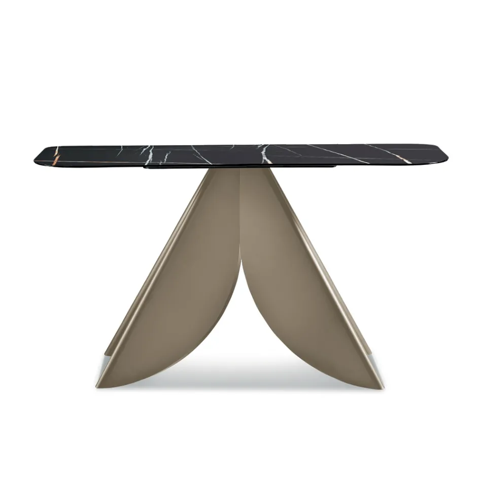 Console Cristina en métal avec plateau en céramique effet marbre pour le salon Viadurini