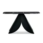 Console Cristina en métal avec plateau en céramique effet marbre pour le salon Viadurini