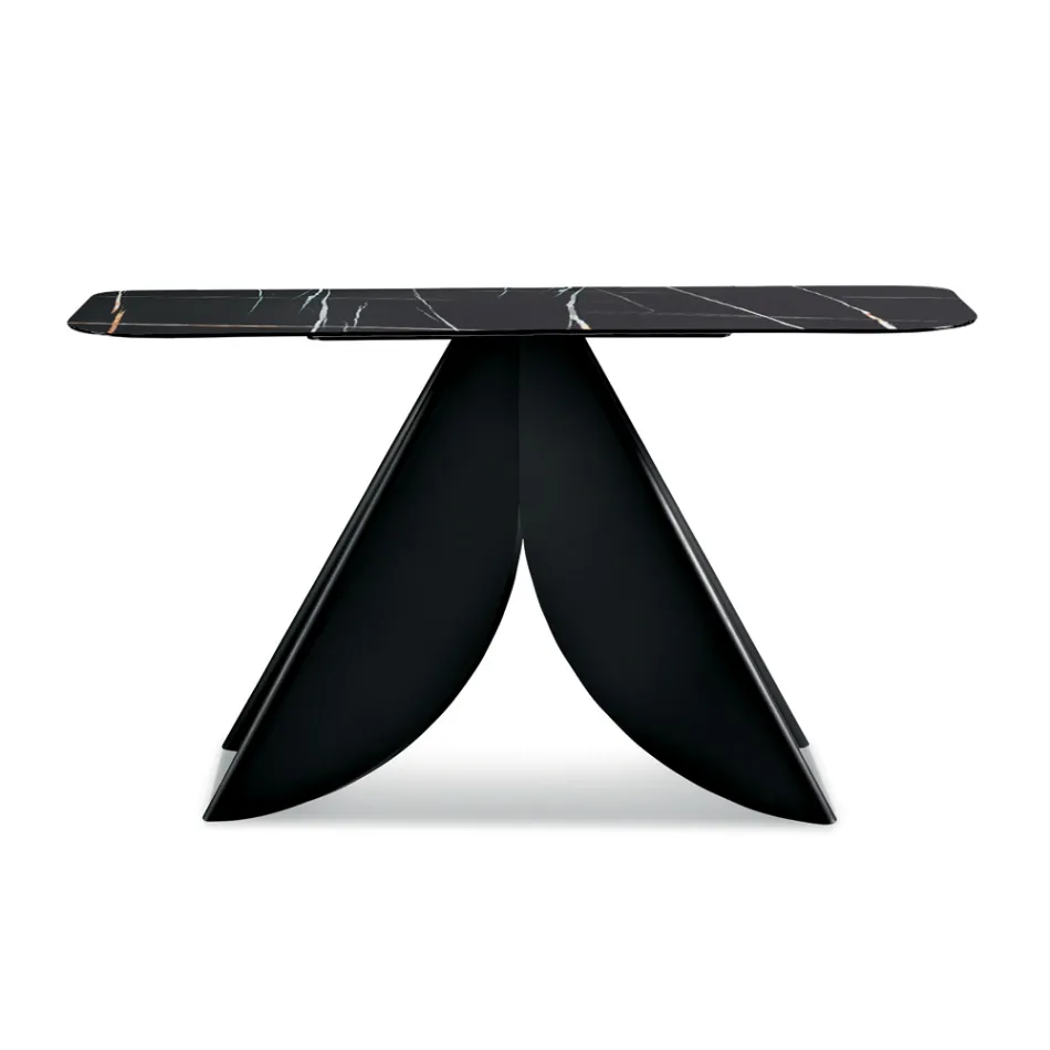 Console Cristina en métal avec plateau en céramique effet marbre pour le salon Viadurini