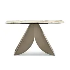 Console Cristina en métal avec plateau en céramique effet marbre pour le salon Viadurini