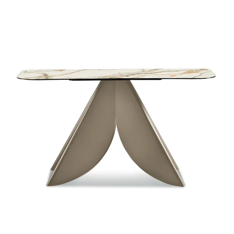 Console Cristina en métal avec plateau en céramique effet marbre pour le salon Viadurini