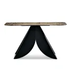 Console de salon en métal avec plateau en verre martelé argenté au dos - Cristina Viadurini