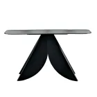 Console de salon en métal avec plateau en verre martelé argenté au dos - Cristina Viadurini