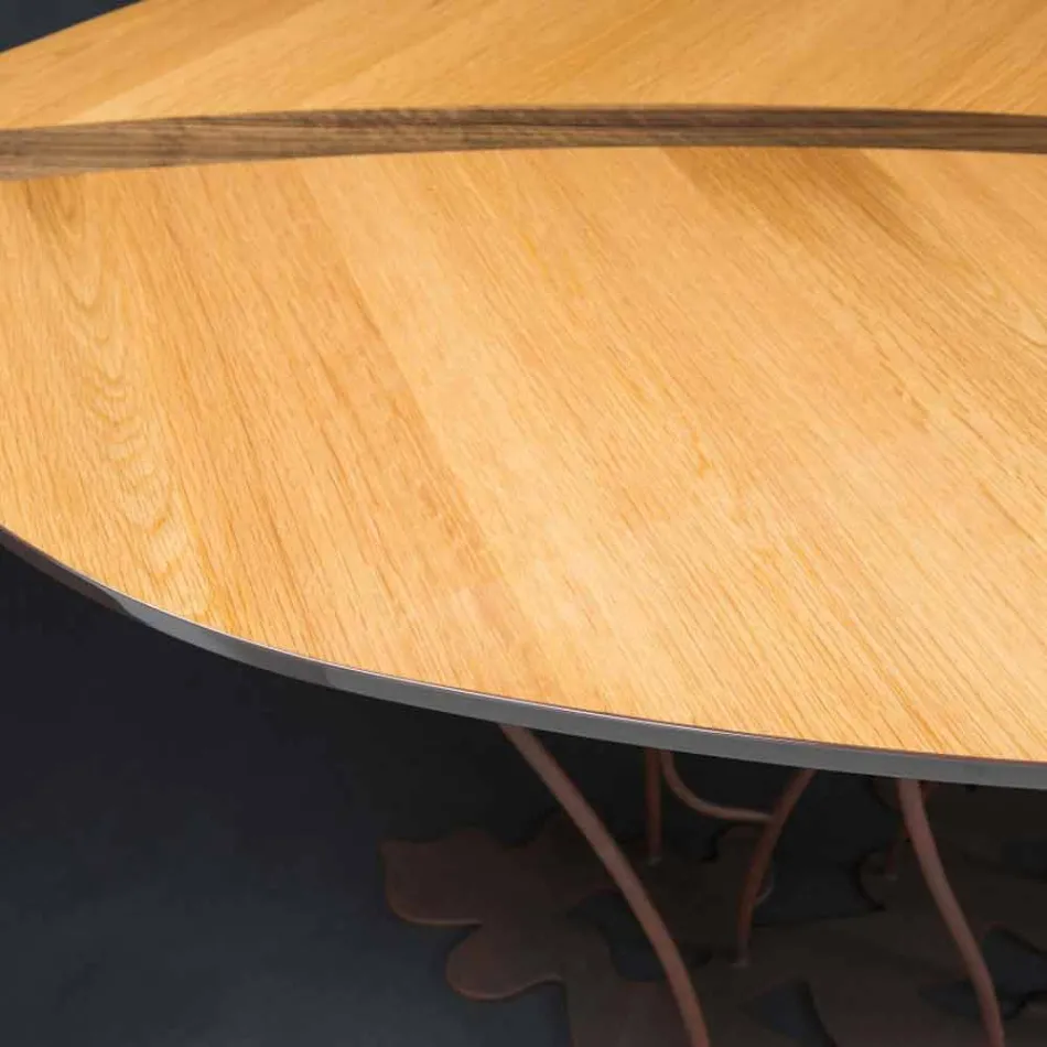 Console design avec le placage et l'artisanat chêne noyer Fenice Viadurini