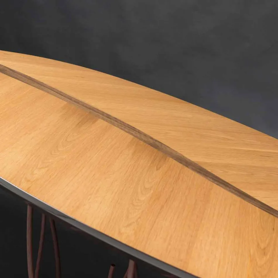 Console design avec le placage et l'artisanat chêne noyer Fenice Viadurini