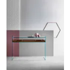 Console design en verre extra-clair avec plateau Made in Italy - Impératif Viadurini